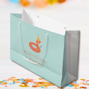 summer flamingo float kids birthday pool party large gift bag