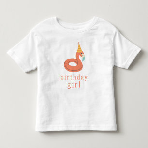 summer flamingo float kids birthday pool party toddler t-shirt