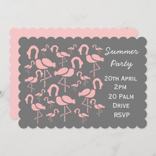 Summer flamingo picnic garden party celebration invitation
