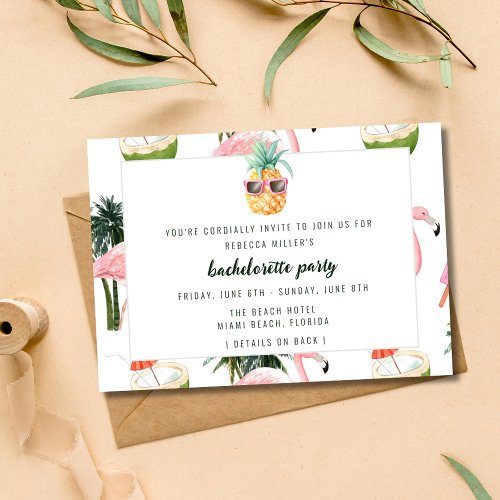 Summer Flamingo Pool Party Bachelorette Party Invitation