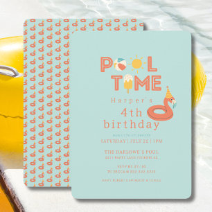 summer flamingo popsicle kids birthday pool party invitation