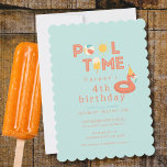 summer flamingo popsicle kids birthday pool party invitation<br><div class="desc">flamingo pool float.  beach ball. sun. popsicle. modern. fun. cute. modern. birthday party. pool party. summertime. pool time. personalized birthday invitations. digital instant downloadable</div>