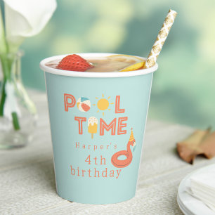summer flamingo popsicle kids birthday pool party paper cups
