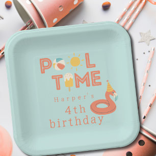 summer flamingo popsicle kids birthday pool party paper plates