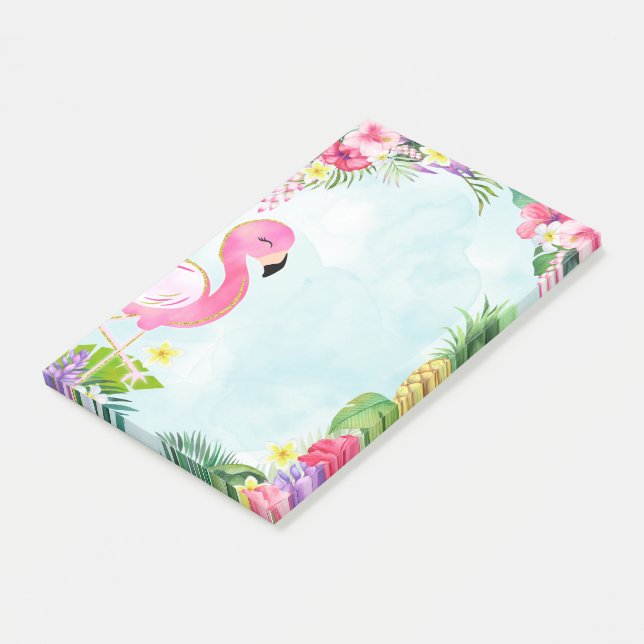Summer Flamingo Post it Note Pad (Angled)