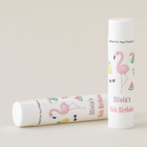 Summer Flamingo Thank You Birthday Party Favor Lip Balm