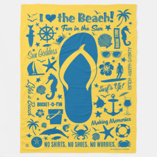 Summer Flip Flop Pattern Fleece Blanket