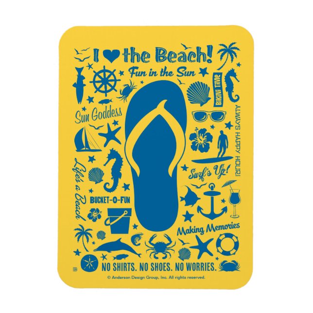 Summer Flip Flop Pattern Magnet (Vertical)