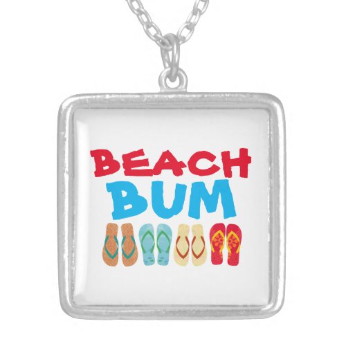Summer Flip Flops Beach Bum Silver Plated Necklace