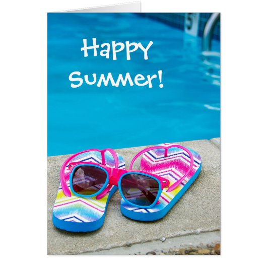 summer flip-flops by pool cards (Front)