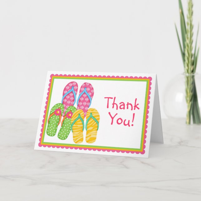 Summer Flip Flops Letterpress Thank You Card (Front)