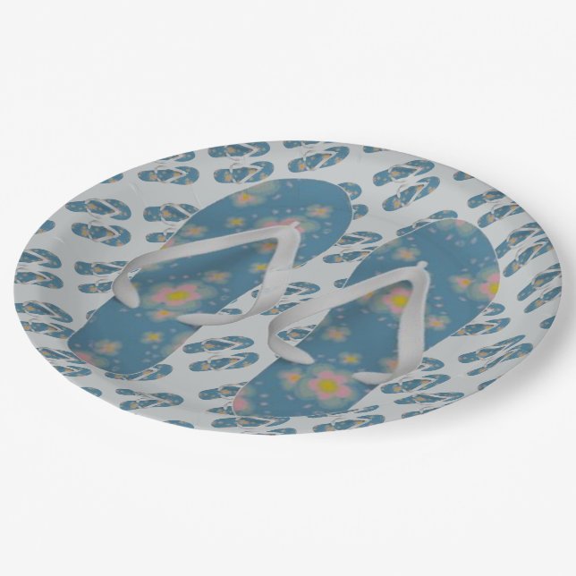 Summer Flip Flops Paper Plates (Angled)