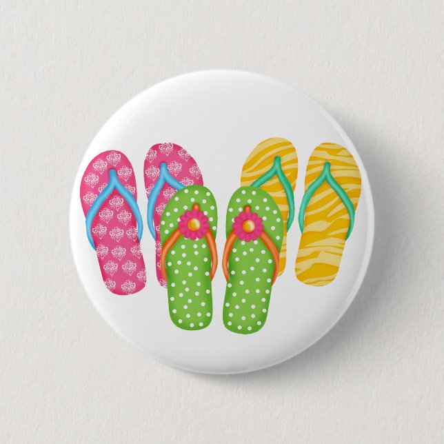 Summer Flip Flops Pinback Button (Front)