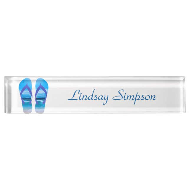 Summer Flip Flops Sandals Beach Art Name Plate (Front)