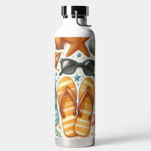 SUMMER FLIP FLOPS SUNGLASSES SEASHELLS WATER BOTTLE