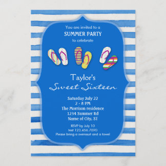 Summer Flip Flops Sweet Sixteen Invitation