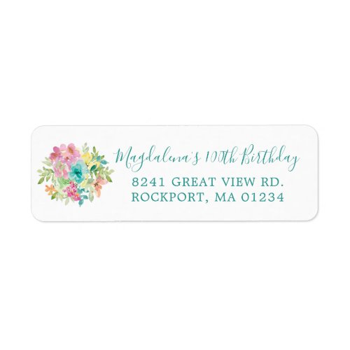 Summer Floral 100th Birthday Return Address Label