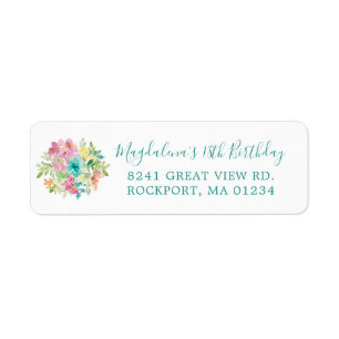 Summer Floral 18th Birthday Return Address Label