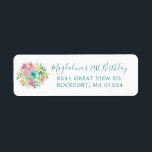 Summer Floral 21st Birthday Return Address Label<br><div class="desc">Add a pretty touch to your 21st birthday invitation envelope. A summer watercolor floral bouquet decorates the left side. A classic script font let's people know the special occasion. A traditional font adds the address.</div>