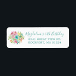 Summer Floral 50th Birthday Return Address Label<br><div class="desc">Add a pretty touch to your 50th birthday invitation envelope. A summer watercolor floral bouquet decorates the left side. A classic script font let's people know the special occasion. A traditional font adds the address.</div>