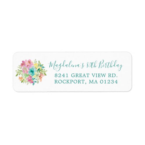 Summer Floral 80th Birthday Return Address Label