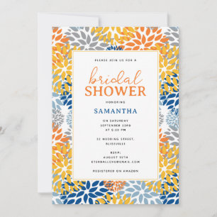 Summer Floral Abstract Bright Colors Bridal Shower Invitation