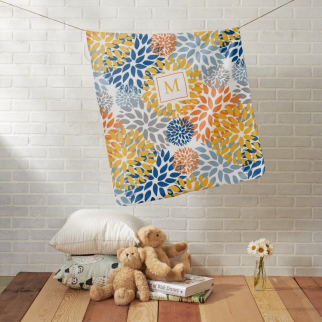 Summer Floral Abstract Bright Colors Pattern Baby Blanket (In Situ)