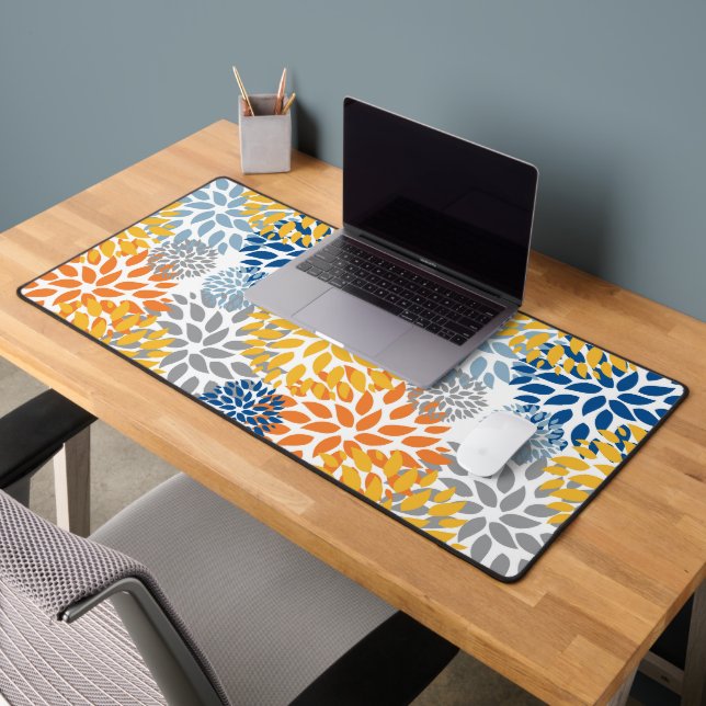 Summer Floral Abstract Bright Colors Pattern Desk Mat (Office 2)