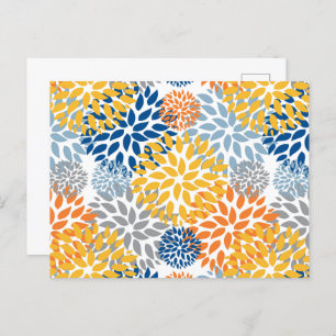 Summer Floral Abstract Bright Colors Pattern Postcard