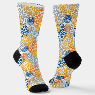 Summer Floral Abstract Bright Colors Pattern Socks