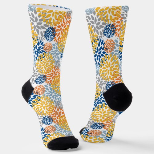 Summer Floral Abstract Bright Colors Pattern Socks