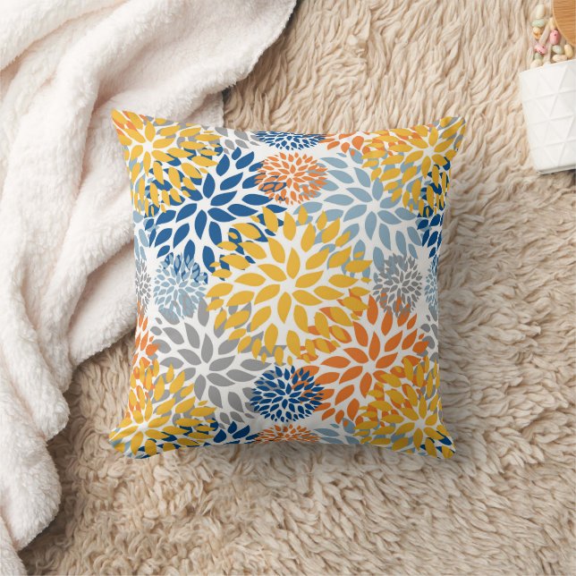 Summer Floral Abstract Bright Colors Pattern Throw Pillow (Blanket)