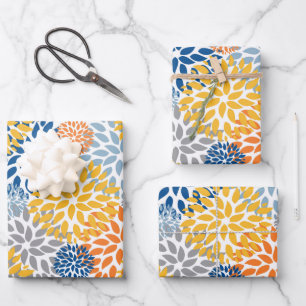 Summer Floral Abstract Bright Colors Pattern Wrapping Paper Sheets