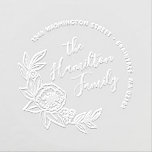 Summer Floral and Leaves Family Return Address Embosser<br><div class="desc">A hand drawn flowers with branches of leaves on the lower left of this return address embosser. Perfect to use on your wedding envelopes, personal stationery or change from return address and use for your wedding favor boxes or gift bags. For inquiries about custom design changes by the independent designer...</div>