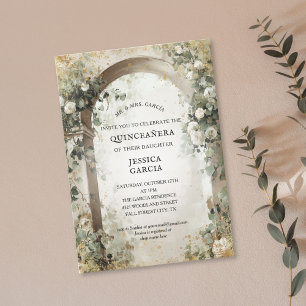 Summer Floral Arch Enchanted Garden Quinceañera  Invitation