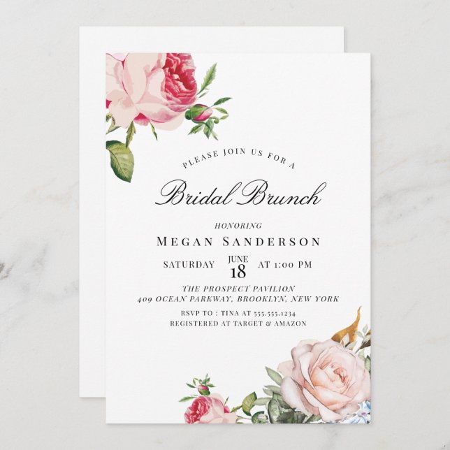 Summer Floral | Bridal Brunch Invitation (Front/Back)