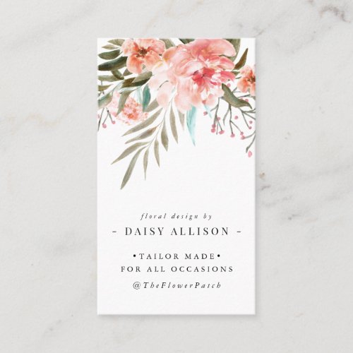 Summer Floral  Bronze  Coral Pink Business Card