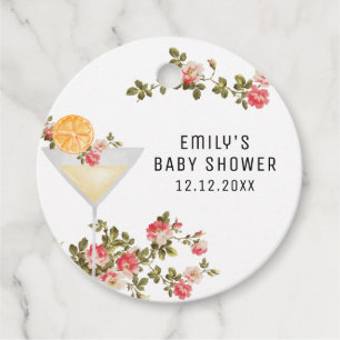 Summer Floral Brunch Bubbly Champagne Baby Shower Favor Tags