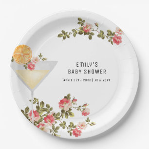 Summer Floral Brunch Bubbly Champagne Baby Shower  Paper Plates