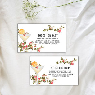 Summer Floral Brunch Champagne Books Baby Shower Enclosure Card
