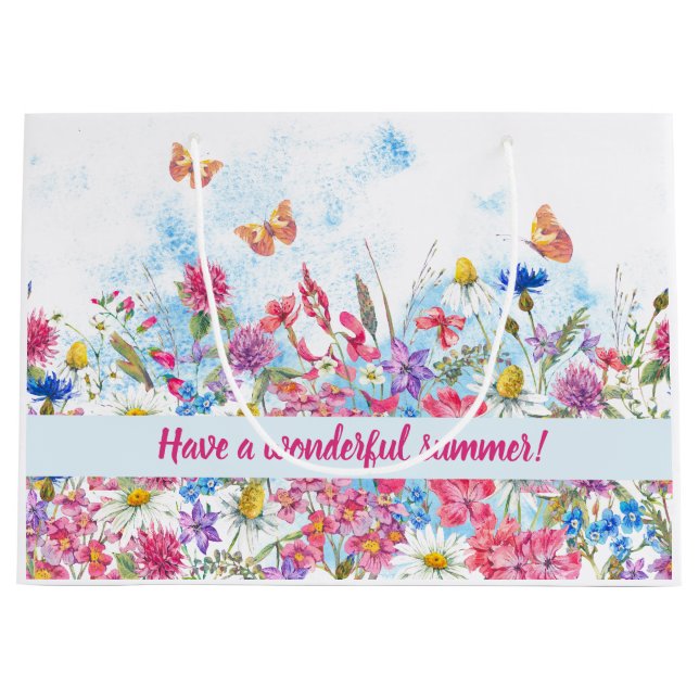 Summer Floral Butterfly Personalized Gift Bag (Front)