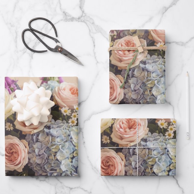 Summer Floral colorful bouquet Wrapping Paper Sheets (Front)