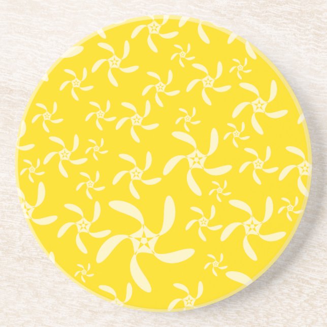 Summer Floral Design. Sunny Yellow. Drink Coaster (Front)