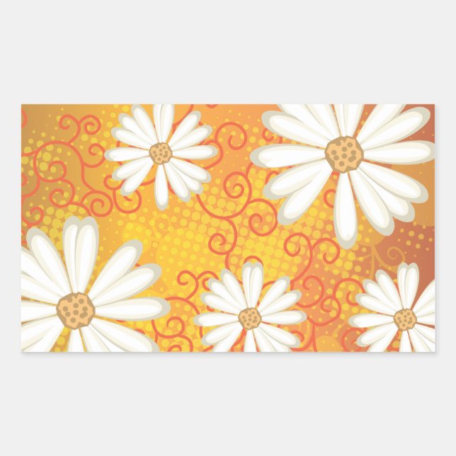 Summer Floral Dotted Tribal Daisy Tattoo Pattern Rectangular Sticker (Front)