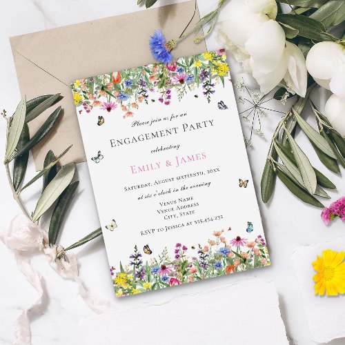 Summer Floral Engagement Party  Invitation