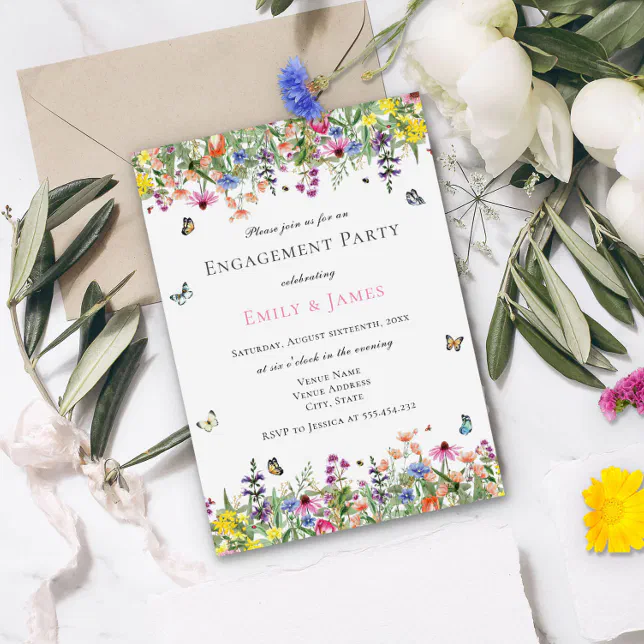 Summer Floral Engagement Party Invitation | Zazzle