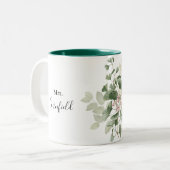  Summer Floral Foliage Mrs Newlywed Bride     Two-Tone Coffee Mug (Front Left)