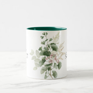 Summer Floral Foliage Mrs Newlywed Bride Two-Tone Coffee Mug