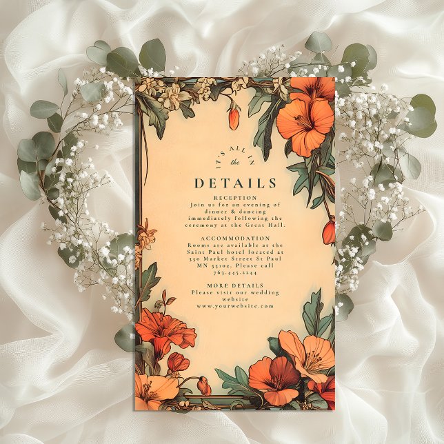 Summer Floral Frame Art Nouveau Wedding Enclosure Card (Creator Uploaded)