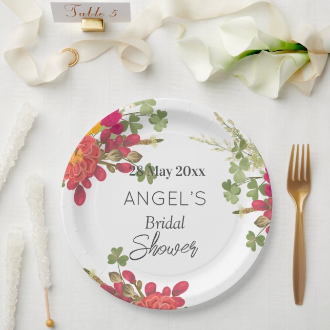 Summer Floral Garden Bridal Shower  Paper Plates (Wedding)